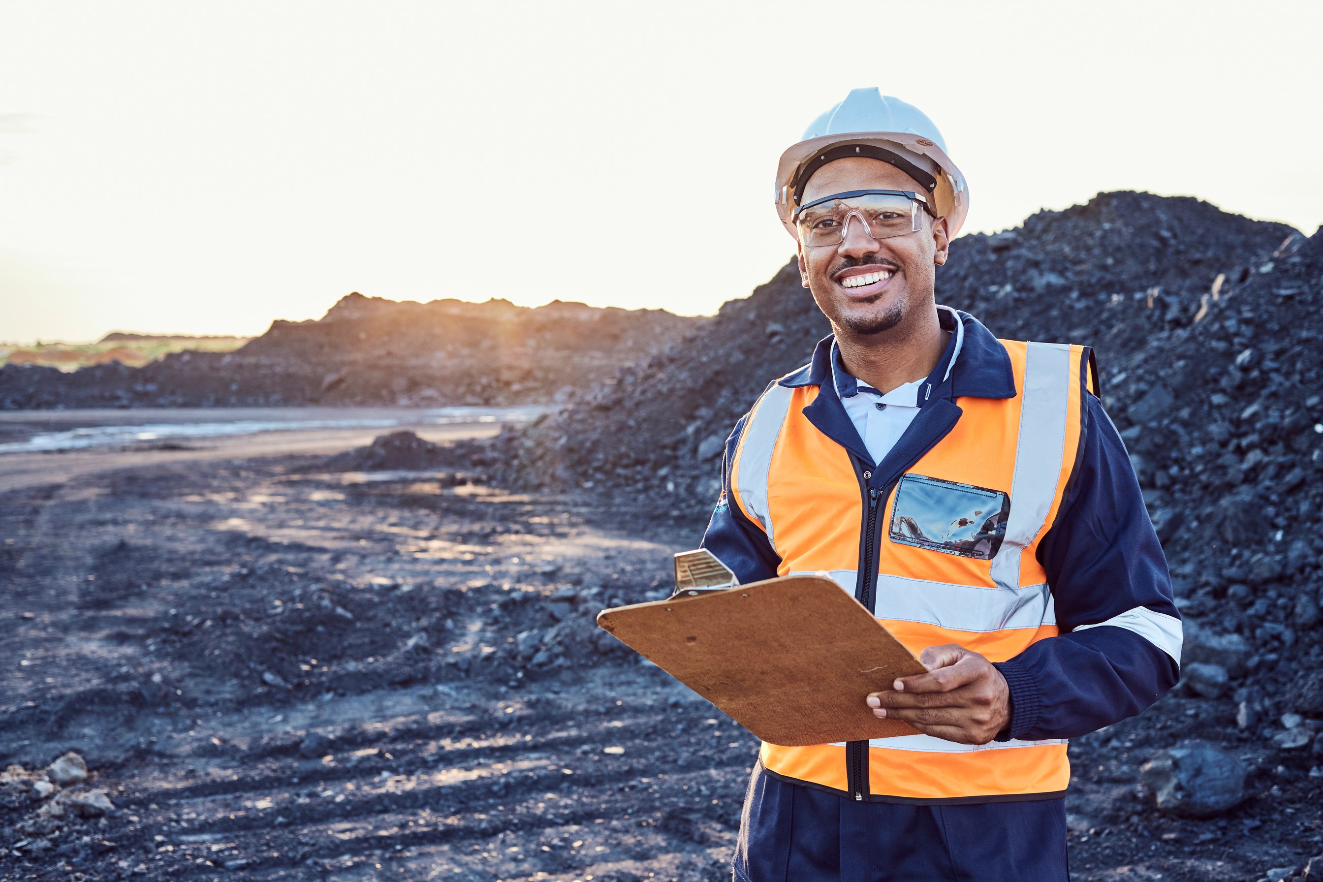 Mine worker with coverall